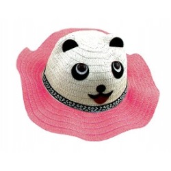 KAPELUSZ dziecięcy PLAŻALETNI 54 PANDA JASNY RÓŻ