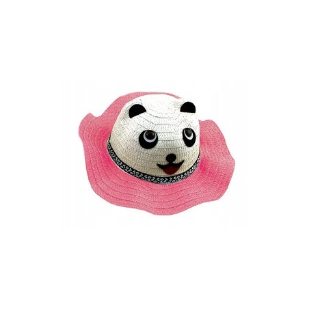 KAPELUSZ dziecięcy PLAŻALETNI 54 PANDA JASNY RÓŻ