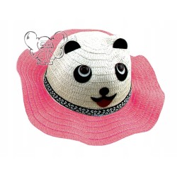 KAPELUSZ dziecięcy PLAŻALETNI 54 PANDA JASNY RÓŻ