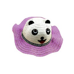 KAPELUSZ dziecięcy PLAŻA LETNI 54 PANDA FIOLETOWY