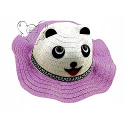 KAPELUSZ dziecięcy PLAŻA LETNI 54 PANDA FIOLETOWY