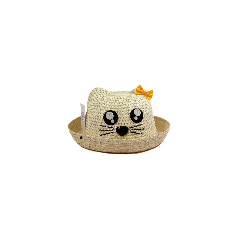 KAPELUSZ KOTEK Z USZAMI dziecięcy KOT 54 BEŻOWY