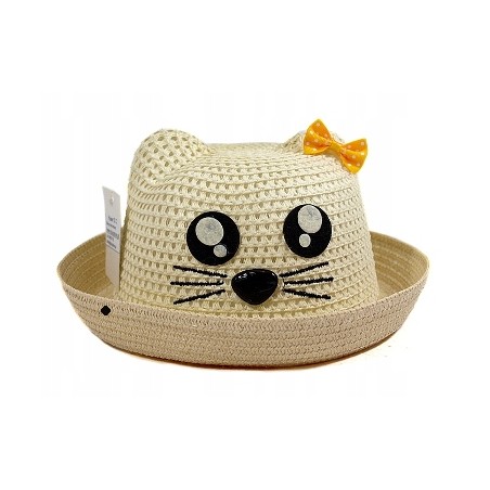 KAPELUSZ KOTEK Z USZAMI dziecięcy KOT 54 BEŻOWY