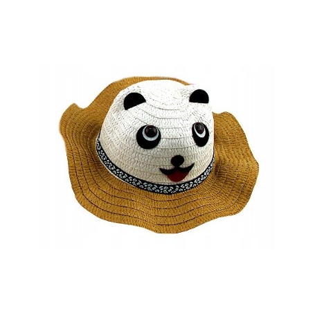 KAPELUSZ dziecięcy PLAŻA LETNI 54 PANDA BRĄZOWY