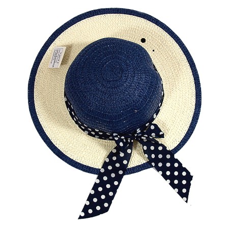 KAPELUSZ PLAŻOWY DZIECIĘCY KROPKI GRANAT 52 54