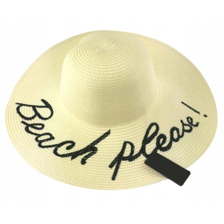 KAPELUSZ damski PLAŻOWY BEACH PLEASE ECRU ROZ. 57