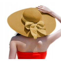KAPELUSZ damski PLAŻOWY lniany LEN na morze BEŻ
