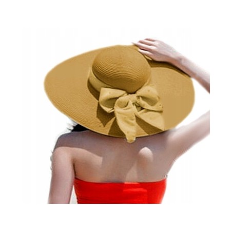 KAPELUSZ damski PLAŻOWY lniany LEN na morze BEŻ