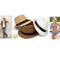 KAPELUSZ HAWANA NATURALNE WŁÓKNO 58 TRILBY BIAŁY