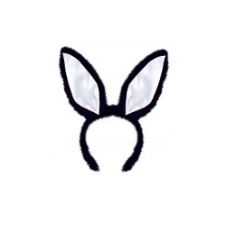 USZY KRÓLIKA KRÓLIK OPASKA PLUSZOWA CZARNE zBIAŁYM