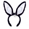 USZY KRÓLIKA KRÓLIK OPASKA PLUSZOWA CZARNE zBIAŁYM
