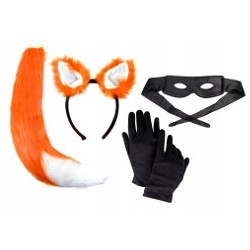 KOSTIUM LISA USZY OGON RĘKAWICZKI MASKA LIS RABUŚ