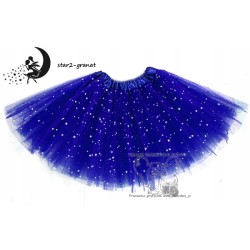 SPÓDNICZKA tiulowa brokat GWIAZDKI GRANAT 30CM