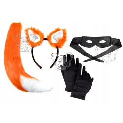 KOSTIUM LISA USZY OGON RĘKAWICZKI MASKA LIS RABUŚ